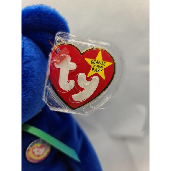 TY 1999 CLUBBY the ROYAL BLUE BEAR BEANIE - Picture 10 of 10